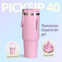 PickSip 40 Insulated Tumbler Bottle With Top Handle Quartz Cloud Pink 1200ml