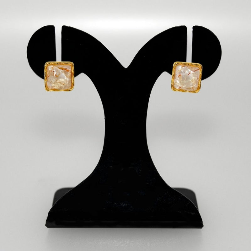 Quiet Twist Stud Earrings White