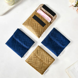 Quilted Versatile Sanitary Napkin Pouch Set Of 4