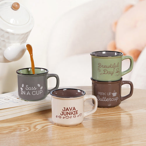 Quirky Quotes Stackable Coffee Mugs Set Of 4 170ml