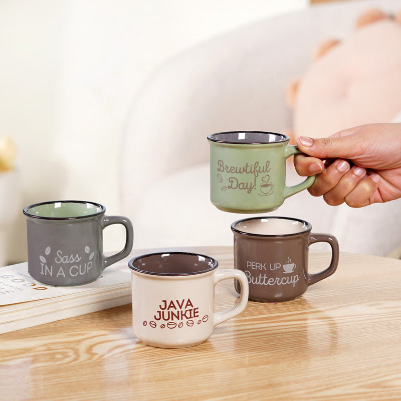 Quirky Quotes Stackable Coffee Mugs Set Of 4 170ml