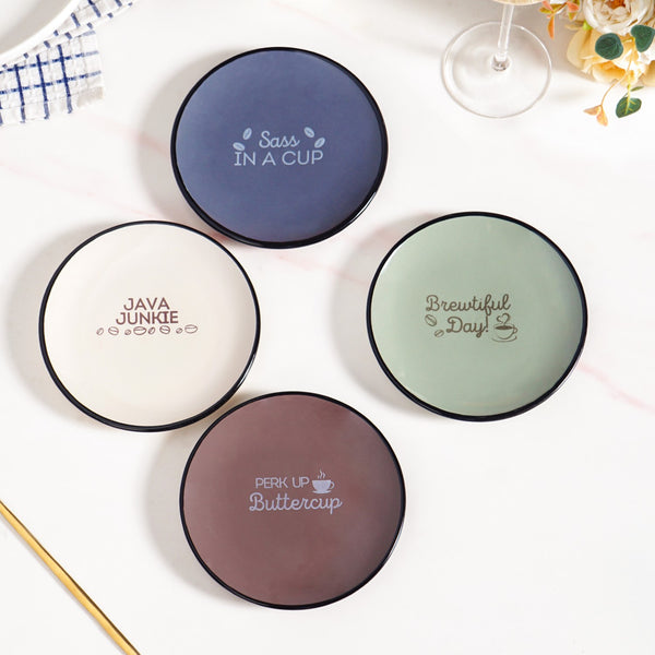 Quirky Quotes Dessert Plate Set Of 4 15cm