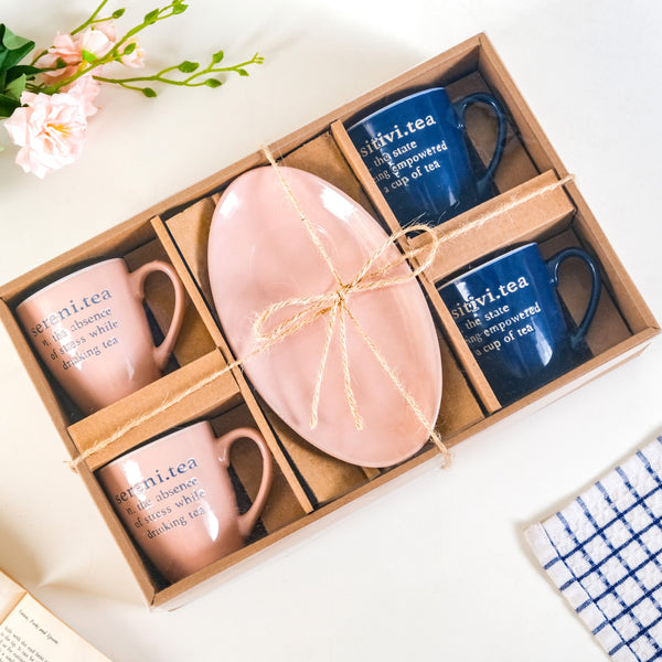 Quote Mugs Gift Set With 4 Cups 4 Saucers 250ml