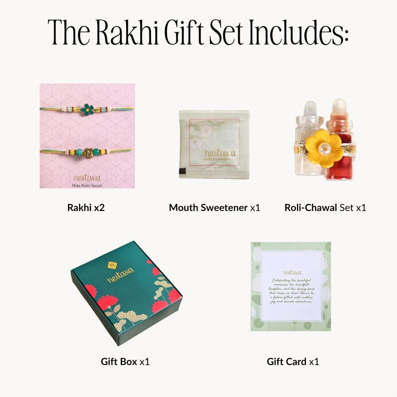 Ganesh Flower Rakhi Set Of 4 With Gift Box Dry Fruits And Card