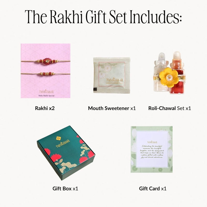 Maroon Bloom Rakhi Set Of 4 With Box And Card