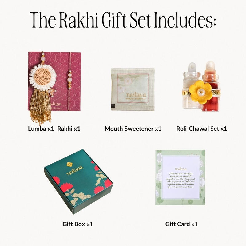 Ivory Daisy Rakhi And Lumba Gift Set