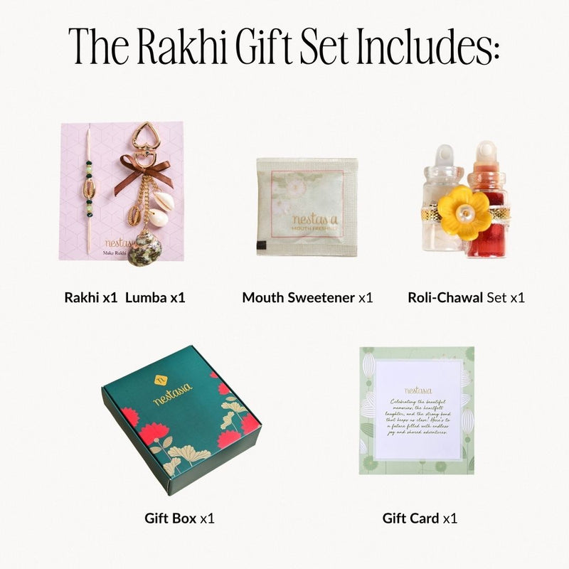 Seashell Lumba Rakhi Duo Gift Set For Couples