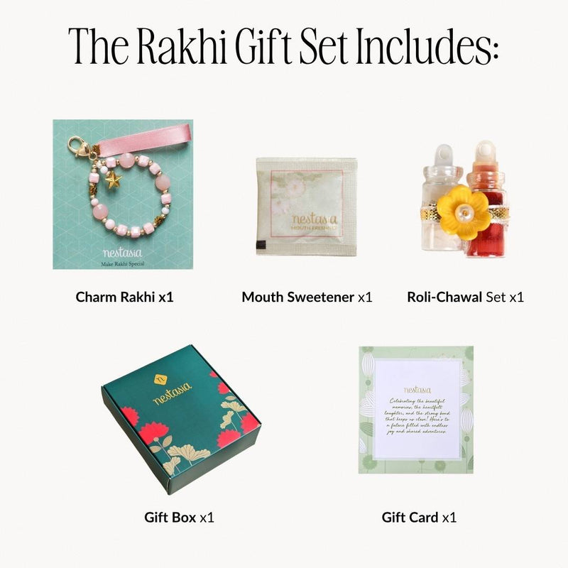 Pookie Pink Charm Bracelet Rakhi Gift Set