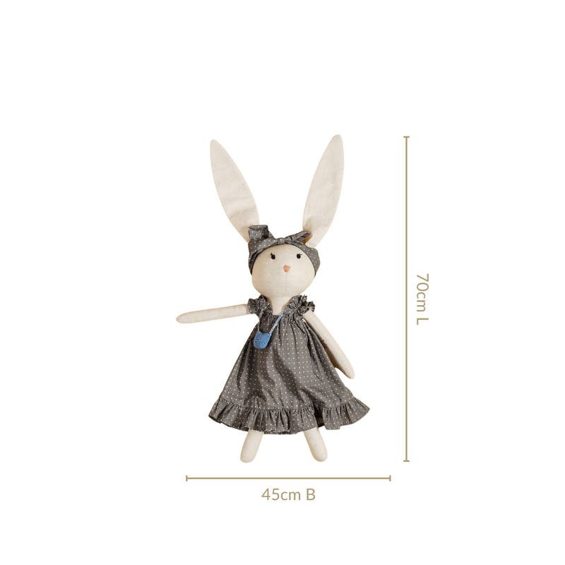 Rabbit Plushie With Blue Satchel For Kids