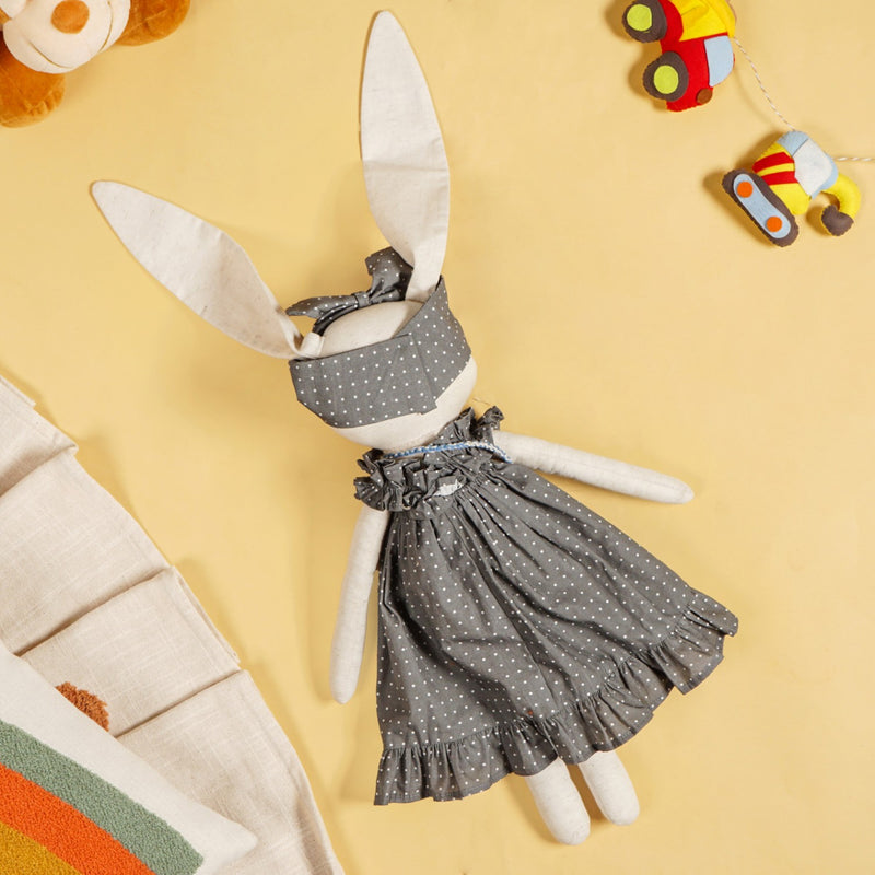 Rabbit Plushie With Blue Satchel For Kids