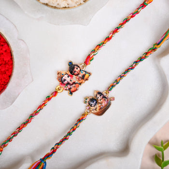 Radha Krishna And Ganesh Krishna Rakhi Gift Set