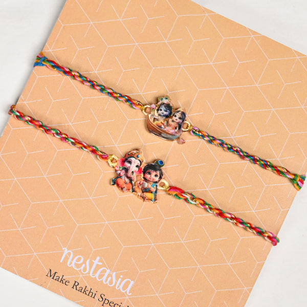 Radha Krishna And Ganesh Krishna Rakhi Gift Set