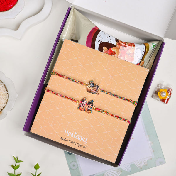 Radha Krishna And Ganesh Krishna Rakhi Gift Set