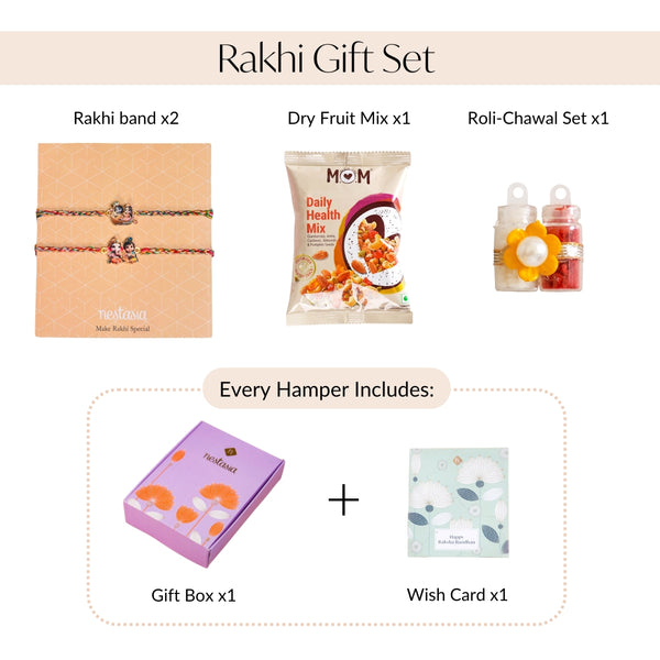 Radha Krishna And Ganesh Krishna Rakhi Gift Set