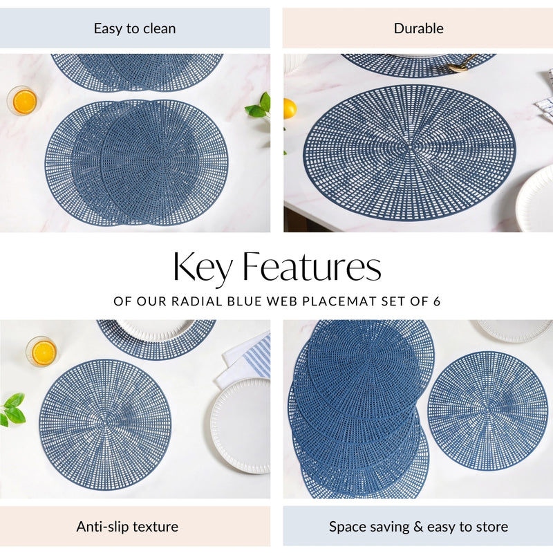 Radial Blue Web Placemat Set Of 6