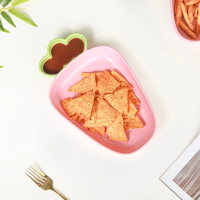 Ceramic Chip And Dip Platter Pink 550 ml - Ceramic platter, chip and dip platter, ceramic serving platter, serving platter