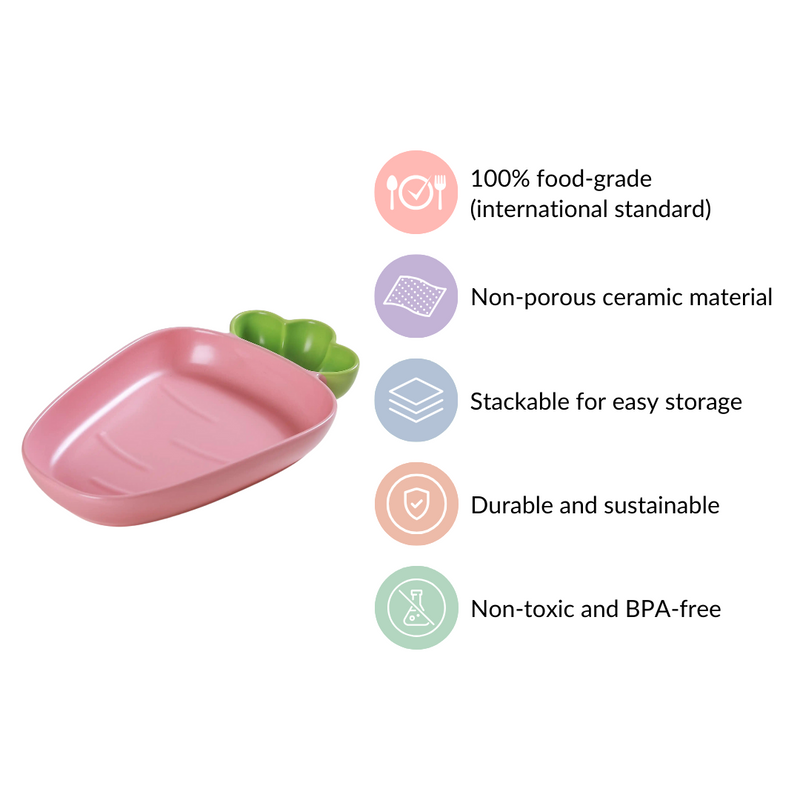 Ceramic Chip And Dip Platter Pink 550 ml - Ceramic platter, chip and dip platter, ceramic serving platter, serving platter