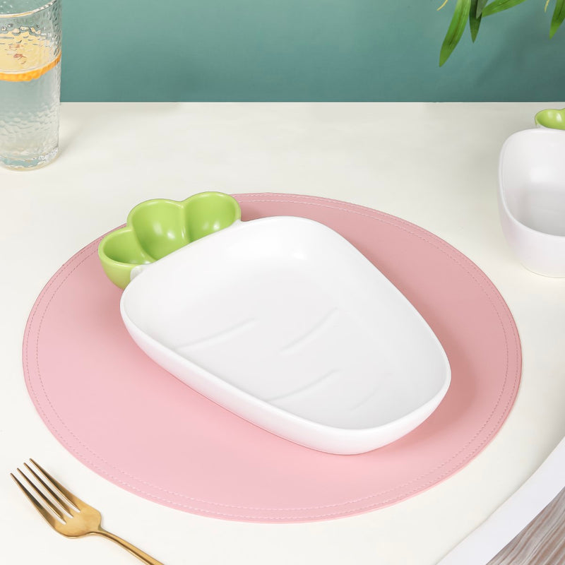 Chip And Dip Platter White Raddish 550 ml - Ceramic platter, chip and dip platter, ceramic serving platter, serving platter