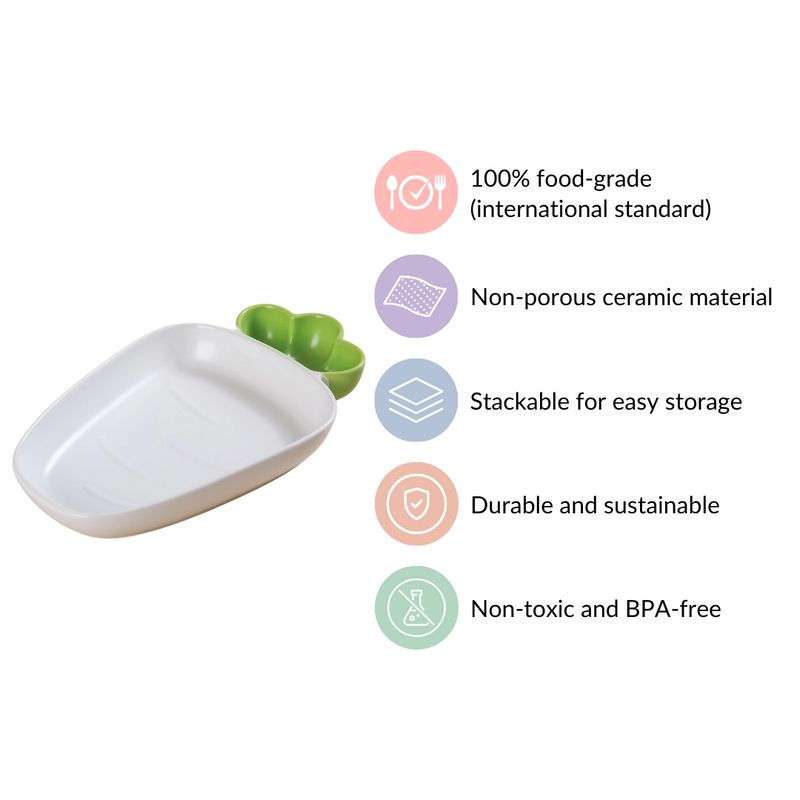 Chip And Dip Platter White Raddish 550 ml - Ceramic platter, chip and dip platter, ceramic serving platter, serving platter