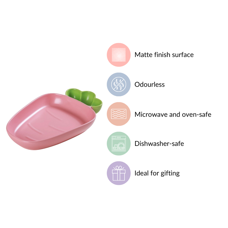 Ceramic Chip And Dip Platter Pink 550 ml - Ceramic platter, chip and dip platter, ceramic serving platter, serving platter
