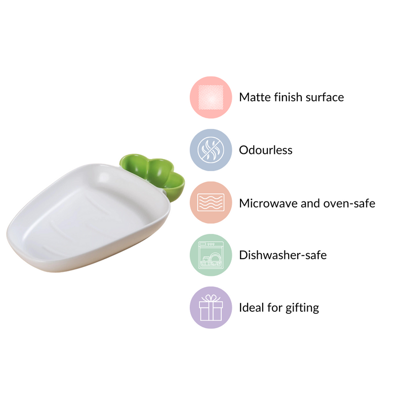 Chip And Dip Platter White Raddish 550 ml - Ceramic platter, chip and dip platter, ceramic serving platter, serving platter