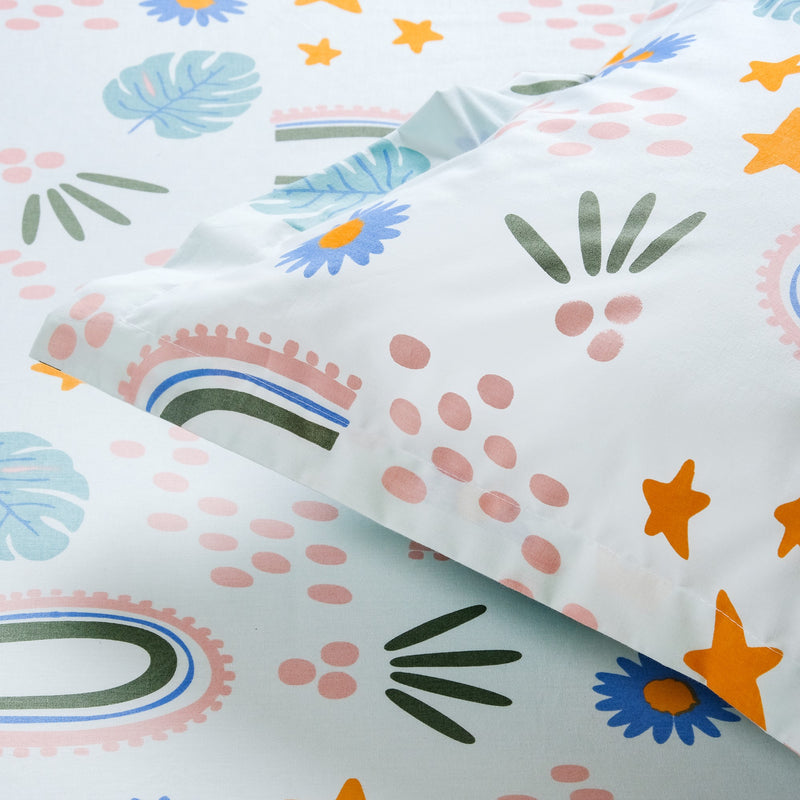 Rainbow Meadow Pure Cotton Queen Size Bedding Set 254x229cm