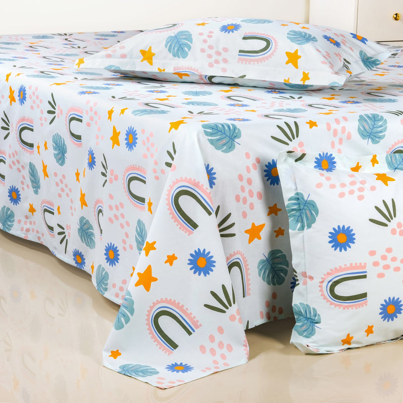 Rainbow Meadow Pure Cotton King Size Bedding Set 275x275cm