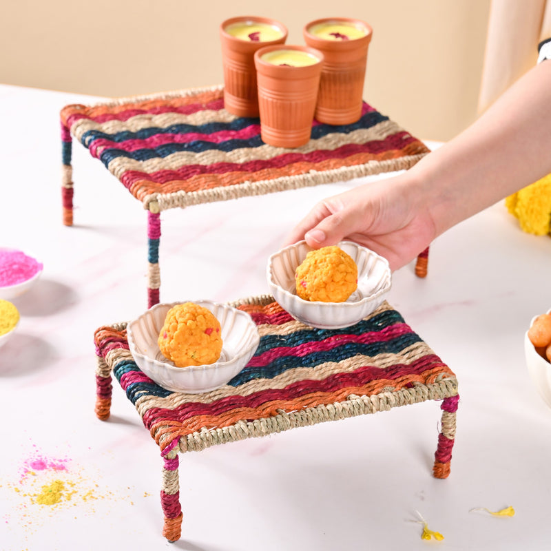 Rainbow Sabai Char Pai Platters Set Of 2