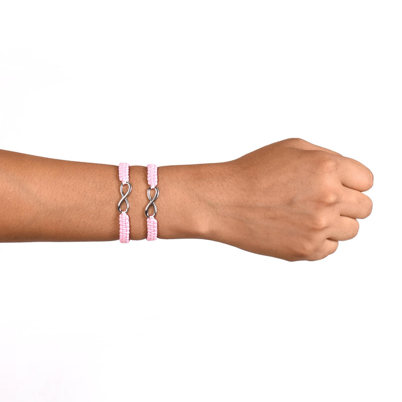 Girly Pink Infinity Bracelet Set Of 2