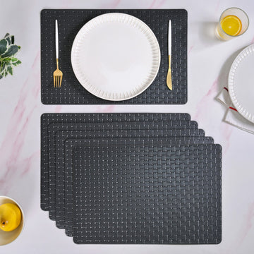 Raven Black Weave Placemat Set Of 6