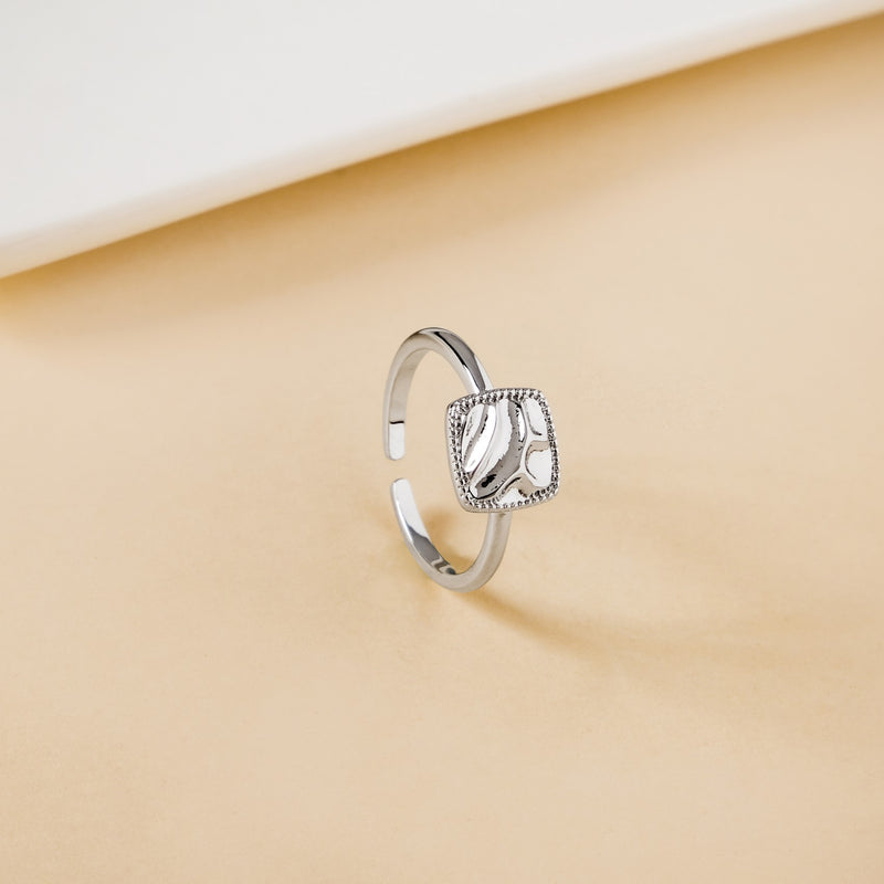 Raw Charm Hammered Silver Ring