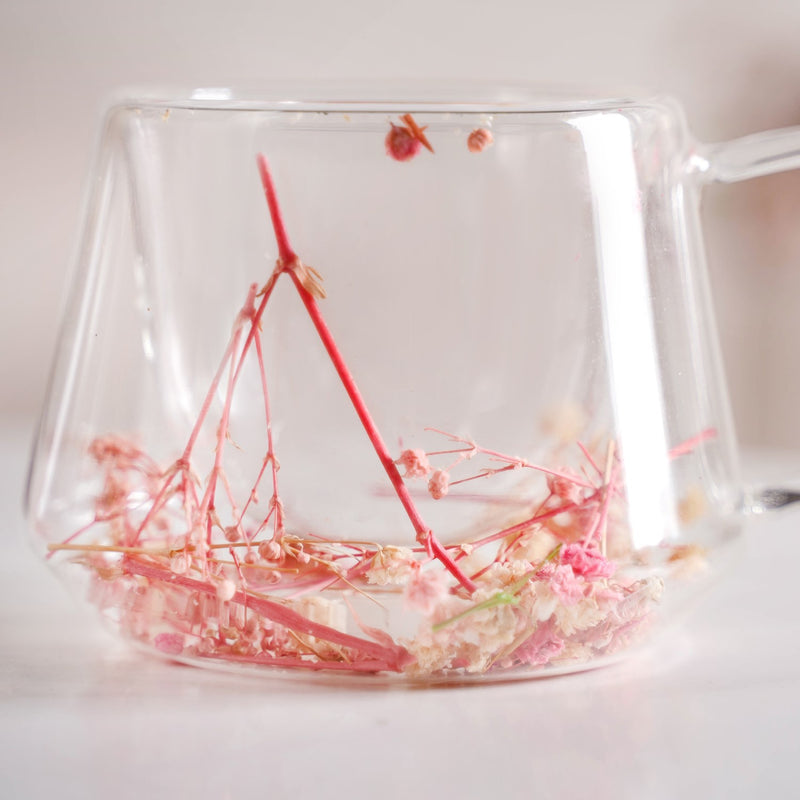 Real Flower Inside Double Wall Glass Cup Set Of 2 250ml