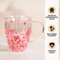 Real Pink Flowers Ribbed Double Walled Mug Set Of 2 350ml