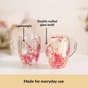 Real Pink Flowers Ribbed Double Walled Mug Set Of 2 350ml