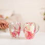 Real Pink Flowers Ribbed Double Walled Mug Set Of 2 350ml