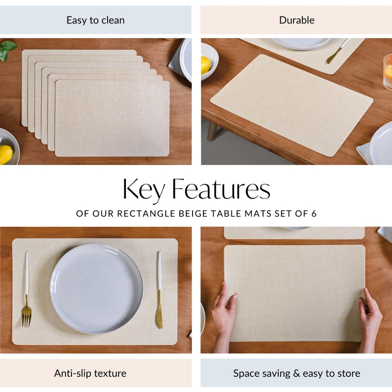 Rectangle Beige Table Mats Set Of 6