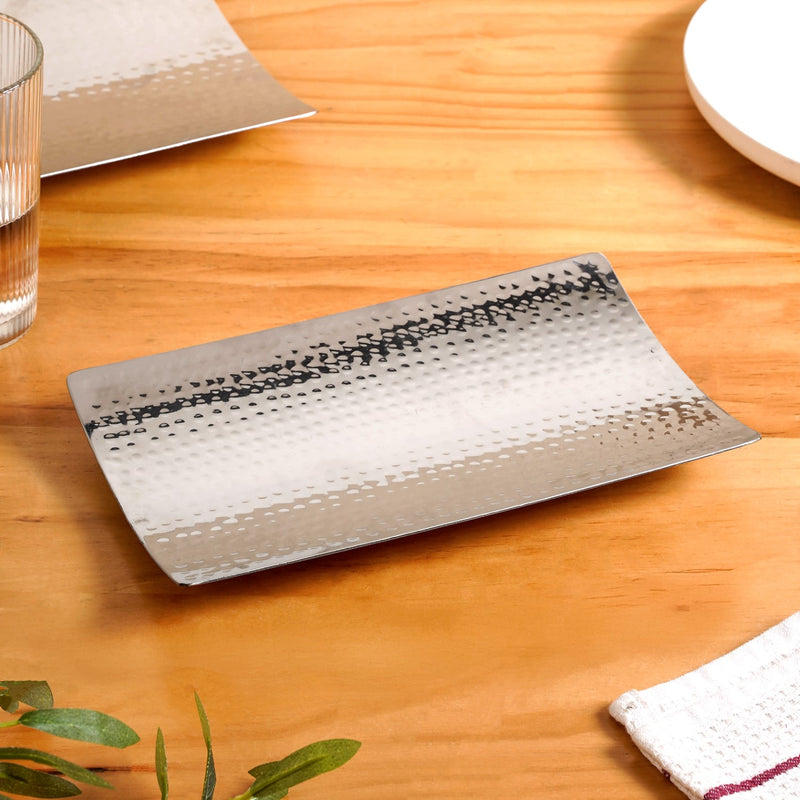 Rectangular Stainless Steel Hammered Food Platter