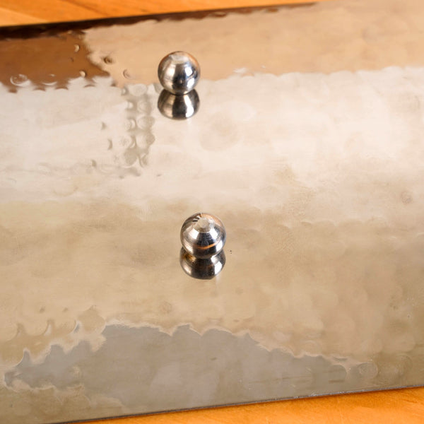Curved Stainless Steel Hammered Food Platter 25x15cm