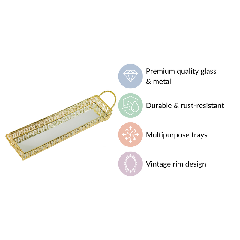 Rectangular Decorative Tray With Handles