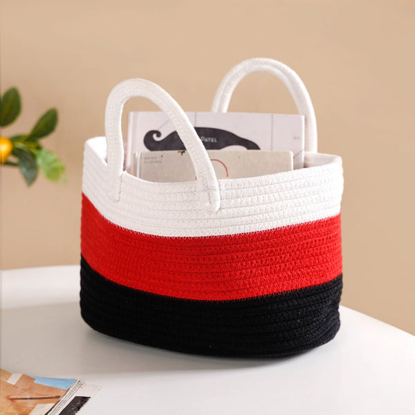 Red And Fabulous Cotton Storage Basket