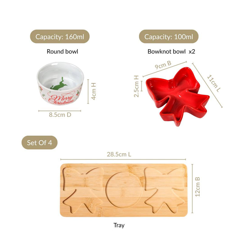 Red Bow Snack Platter Set Of 4