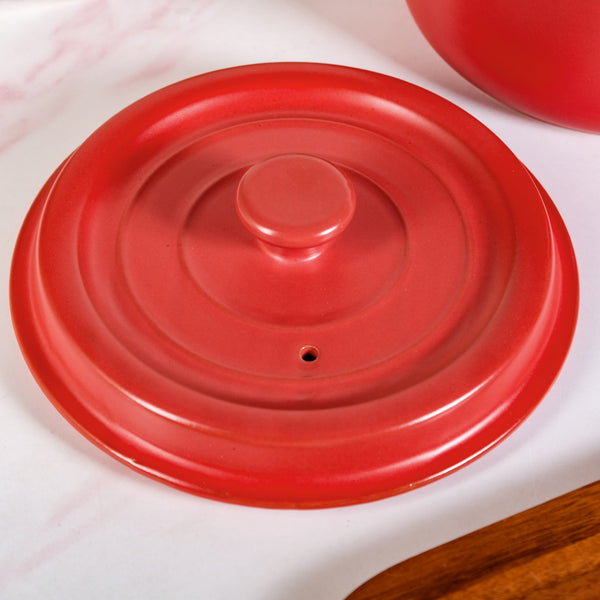 Matte Red Ceramic Cocotte Cooking Pot 4200ml