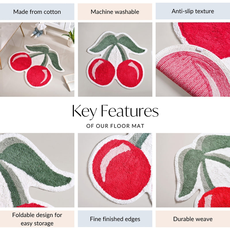 Red Cherry Floor Mat 77x73 Inch