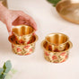 Red Chrysanthemums Pure Brass Filter Coffee Dabara Set For 2