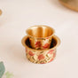 Red Chrysanthemums Pure Brass Filter Coffee Dabara Set For 2