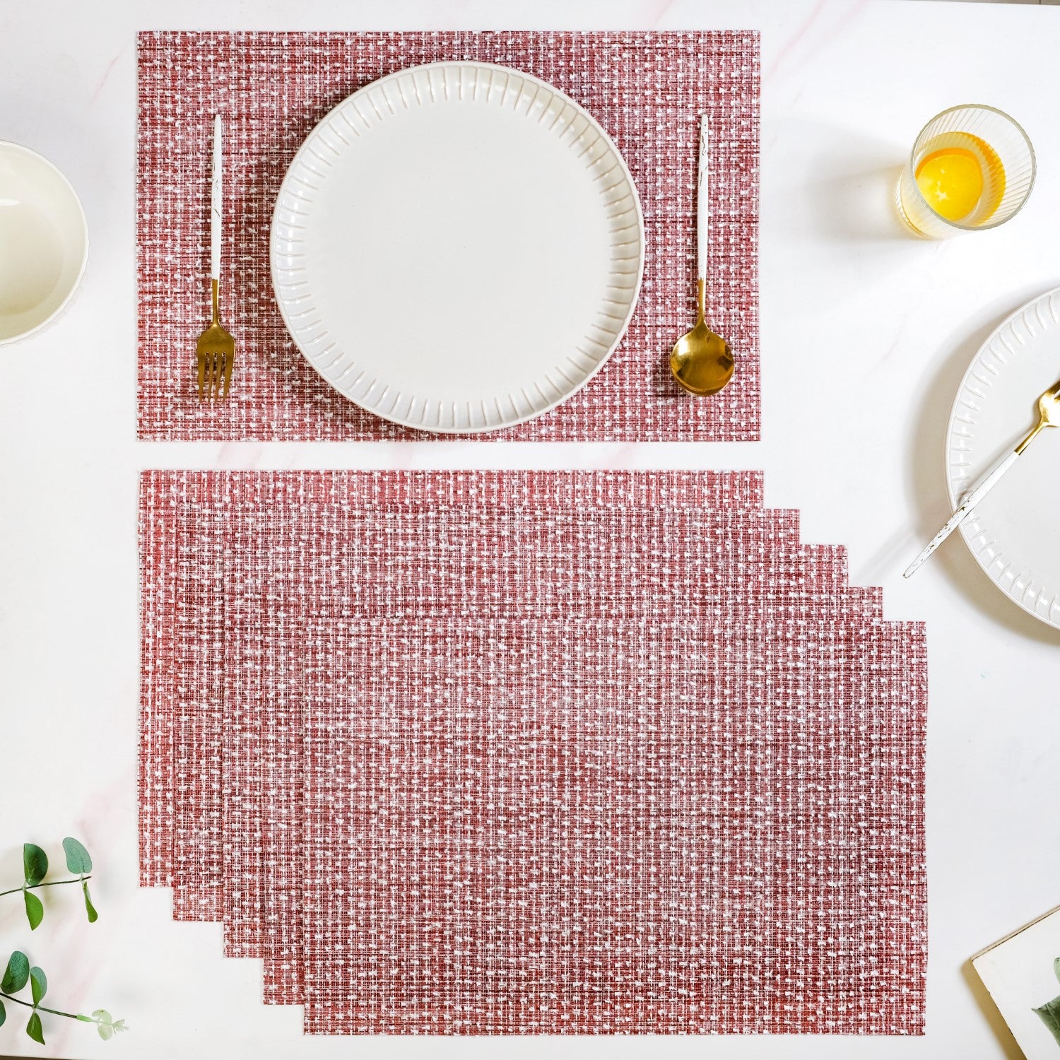 Red White Placemat Set Of 6