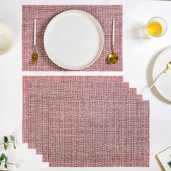 Red White Placemat Set Of 6