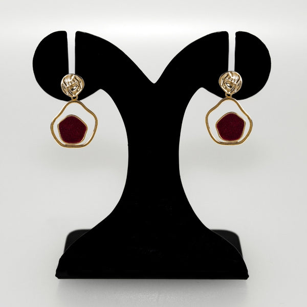 Regal In Velvet Asymmetric Gold Danglers