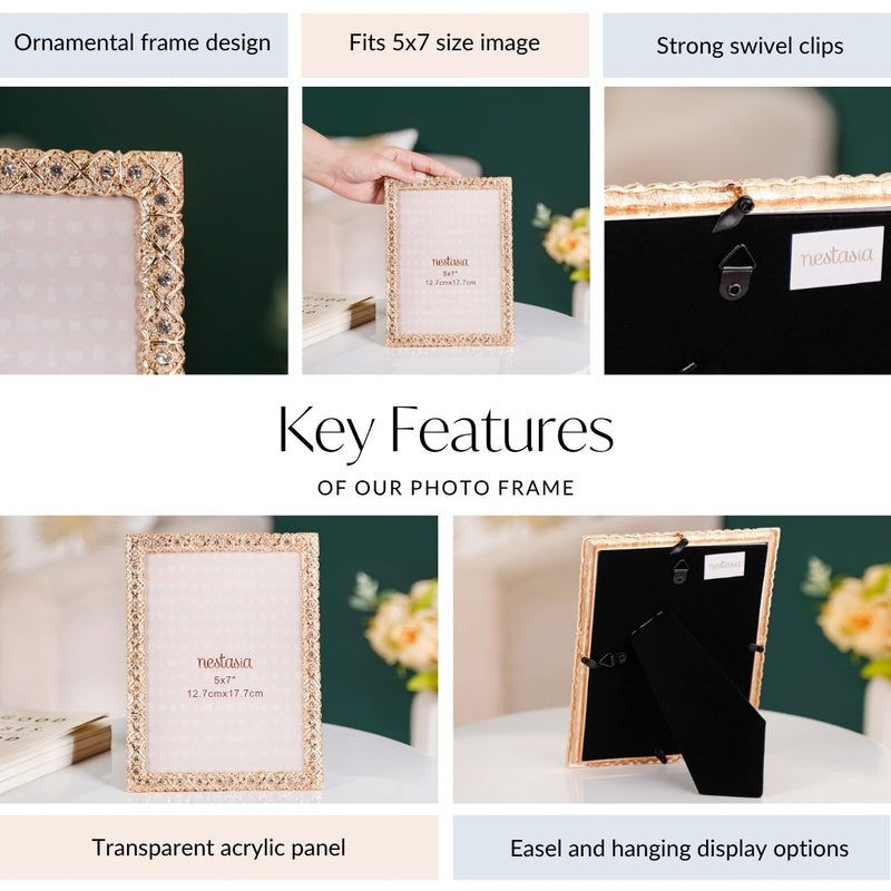 Regal Rhinestone Picture Frame Gold Large 5x7