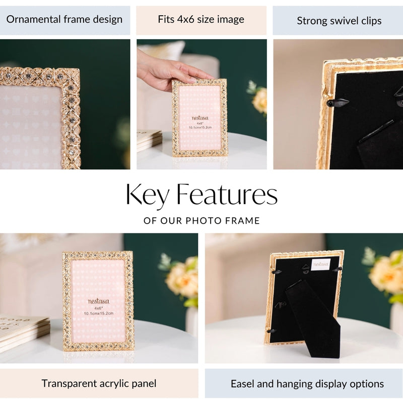 Regal Rhinestone Picture Frame Gold Small 4x6